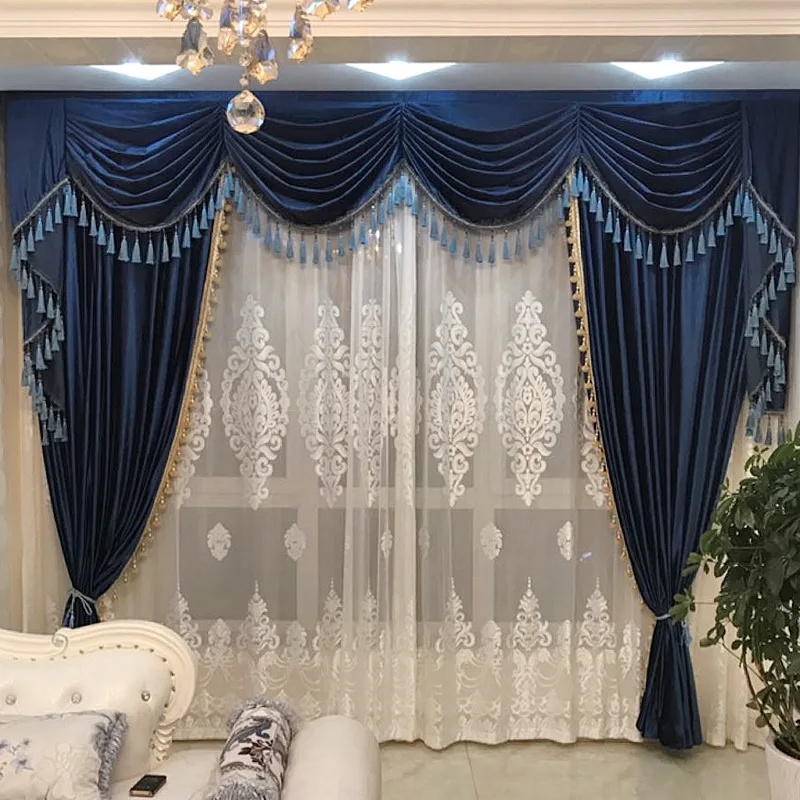 European-style Italian Velvet Shading Curtains for Living Room and Bedroom, Luxury Made, Home Decoration, Curtain Valance, New