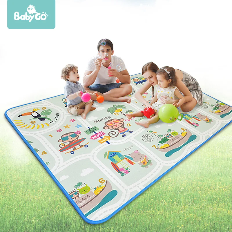 BabyGo Children Crawling Pad Animal + Monkey Kids Developing Mat Playmat Puzzles Waterproof Outdoor Beach Picnic Baby Play Mat