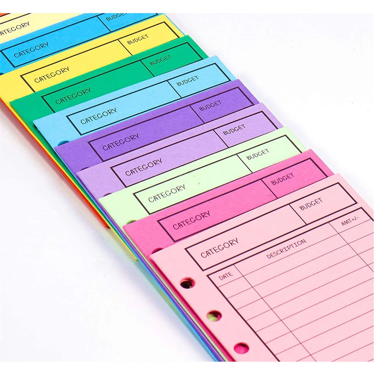 New!! 12 Pcs Budget Envelopes Cardstock Cash Envelope System for Money Saving, Assorted Colors, Vertical Layout & Holepunched