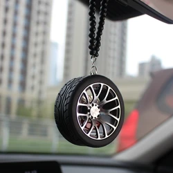 Rear Mirror Pendant Auto Accessorie Decor Interior Metal Wheel Tire Lanyard Keychain Hanging Ornaments For Car Styling Gadgets