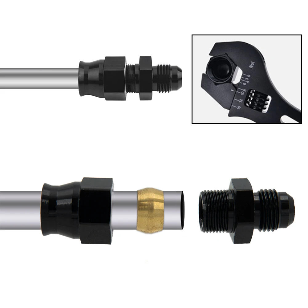 Universal Black Anodized Aluminum Straight AN6 Male To 5/16