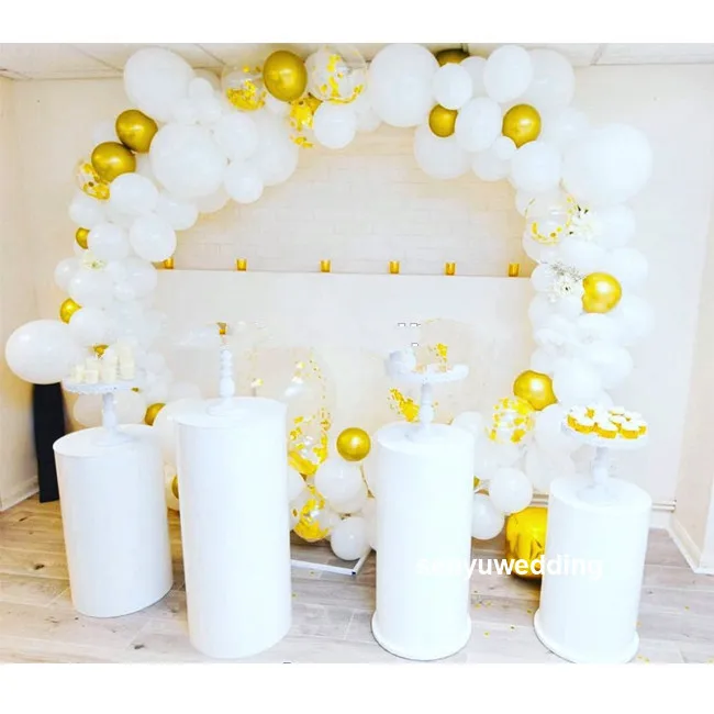 4pcs/set)High Quality White Round Iron Plinth & Backdrop Wedding Display Stand  senyu1580