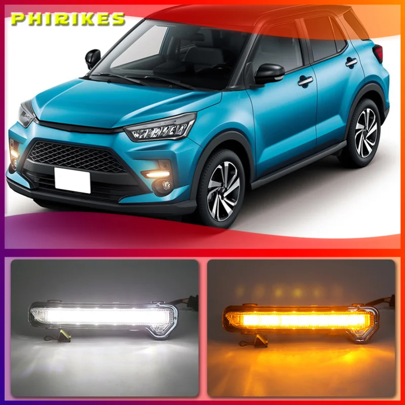 1Set LED Daytime Running Light Fog Lights DRL Driving Fog Lamp Daylight With Wire Switch For Toyota Raize 2020 2021