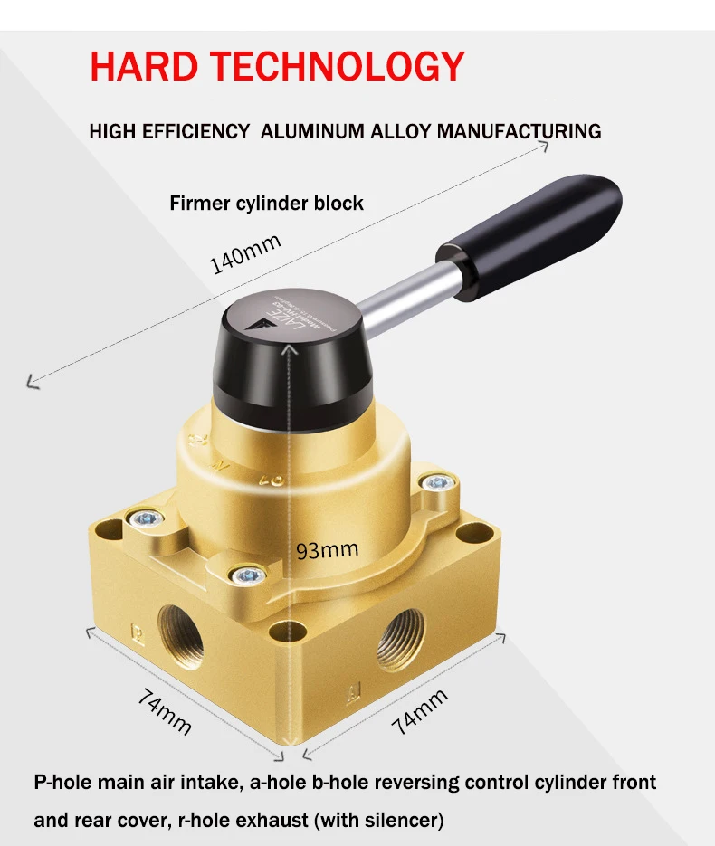 

Pneumatic Components Gas Division HV-02 HV-03 HV-04 Three-position Four-way Hand Rotary Valve Hand Plate Reversing Valve