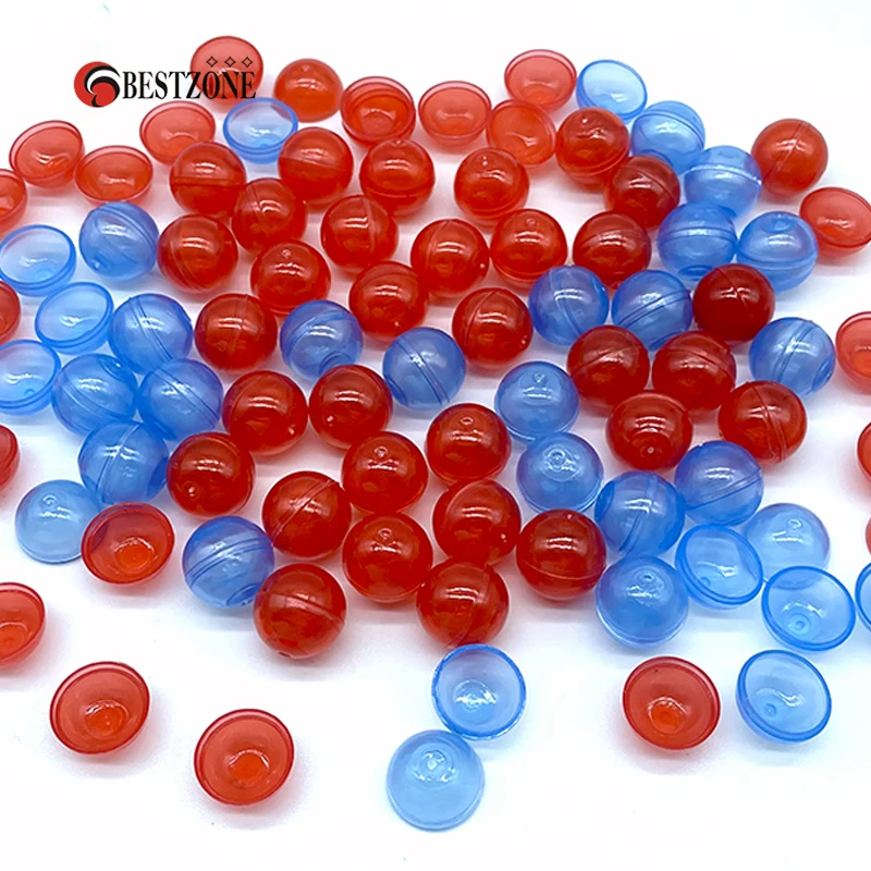 Mini Cápsula de plástico transparente para hacer cosas, juguete sorpresa de 100 piezas, 0,59 pulgadas, 15MM, se puede abrir, azul, rojo, PS