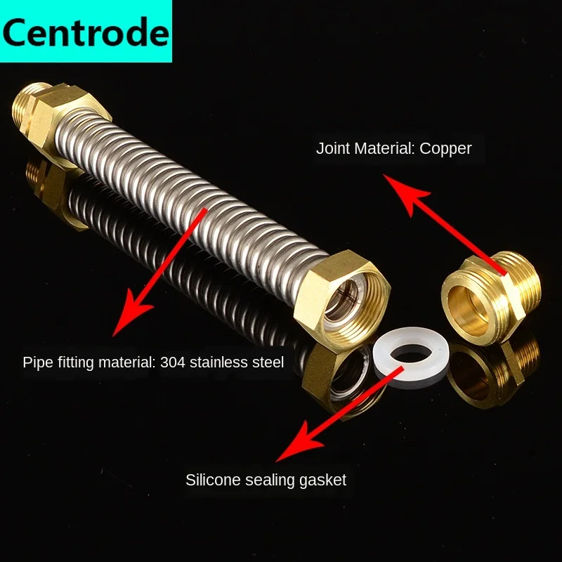304 stainless steel central air conditioning bellows 1/2IN 3/4IN 1 inch double outer wire copper head metal hose DN15 20 25 image 3