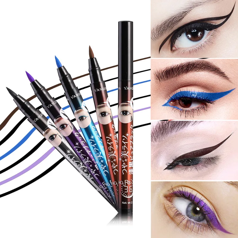 Hot Selling Yanqina 4-Color Waterproof Eyeliner Not Smudge Eyeliner Wholesale Makeup Goods Cosmetic Gift for Girl or Women