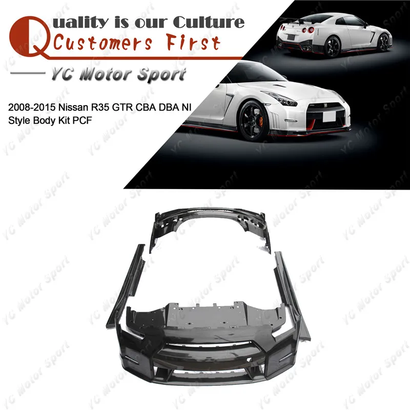 FRP Fiber Glass with Carbon Fiber Bodykit Fit For 2008-2015 R35 GTR NI Style Body Kit Bumper Front Diffuser Side Skir Rear Lip