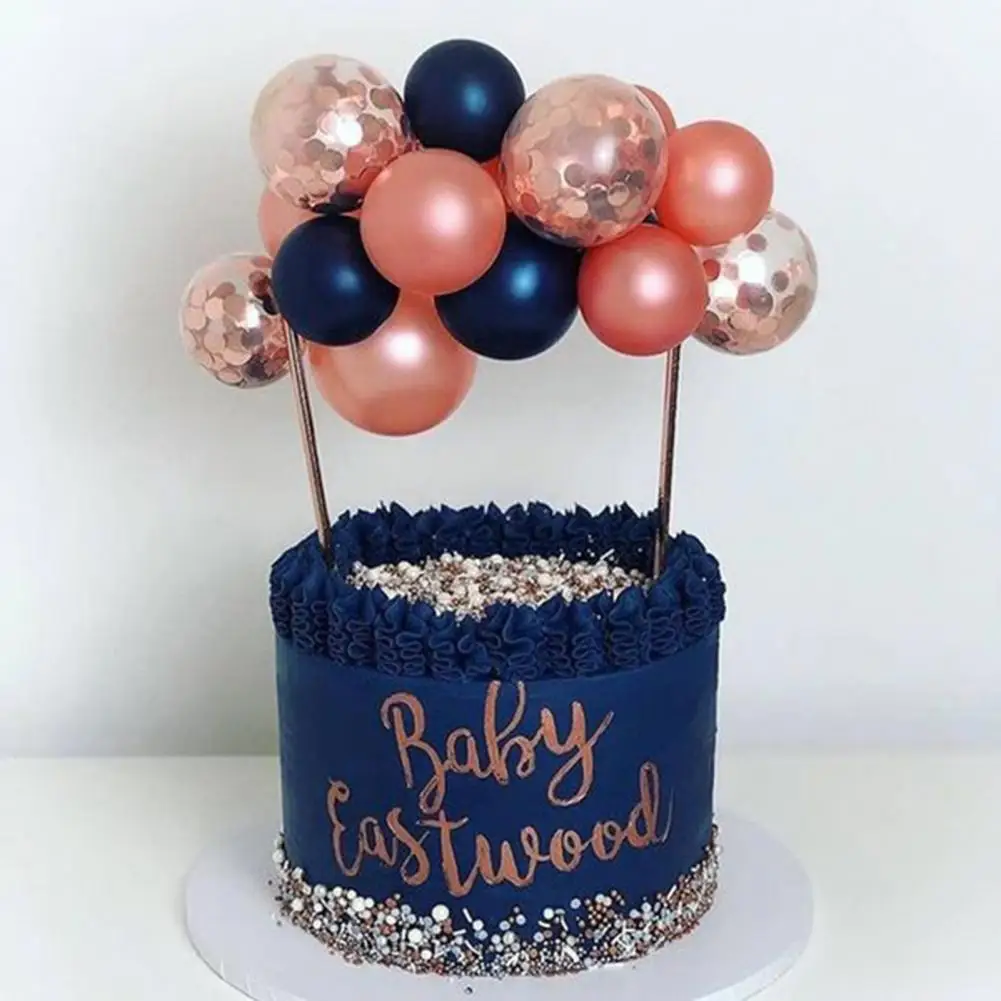 10Pcs 5Inch Balloons Thick Reusable Emulsion Rose Gold Cake Topper Decoration Balloons for Cakes