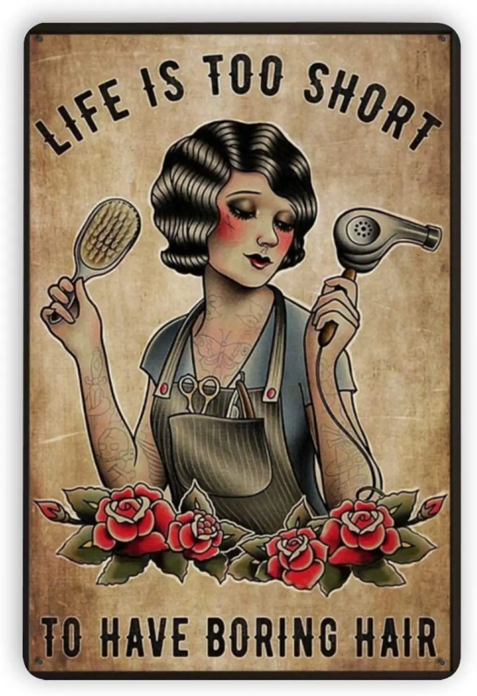 Ovonetune Life is Too Short Vintage Metal Tin Signs, Retro Art Tin Sign Decorations Plaque fo Bars Club Cafe Home Kitchen