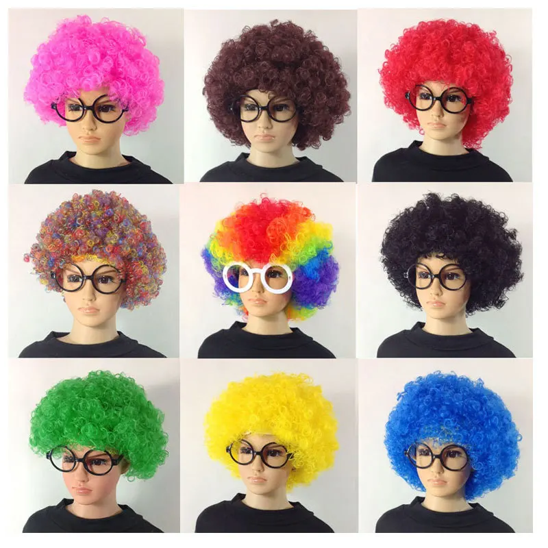 Fans explosive head wig dance bar wedding party dress performance props wig Funny fluffy funny clown wig caps +Free Eye frame