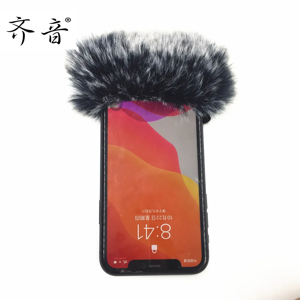 Outdoor-Kunstfell-Windschutz für Telefonmikrofon Aufnahme-Mikrofonabdeckung Windschutz für iPhone 7 8 X XE 11 12 für Xiaomi für Huawei – Detail 5