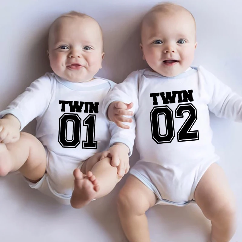 Twin Life Twins Matching Baby Bodysuit Boys Girls Gift for Twins Boys Long Sleeve Jumpsuit Wear Unisex Newborn Baby Shower Gifts