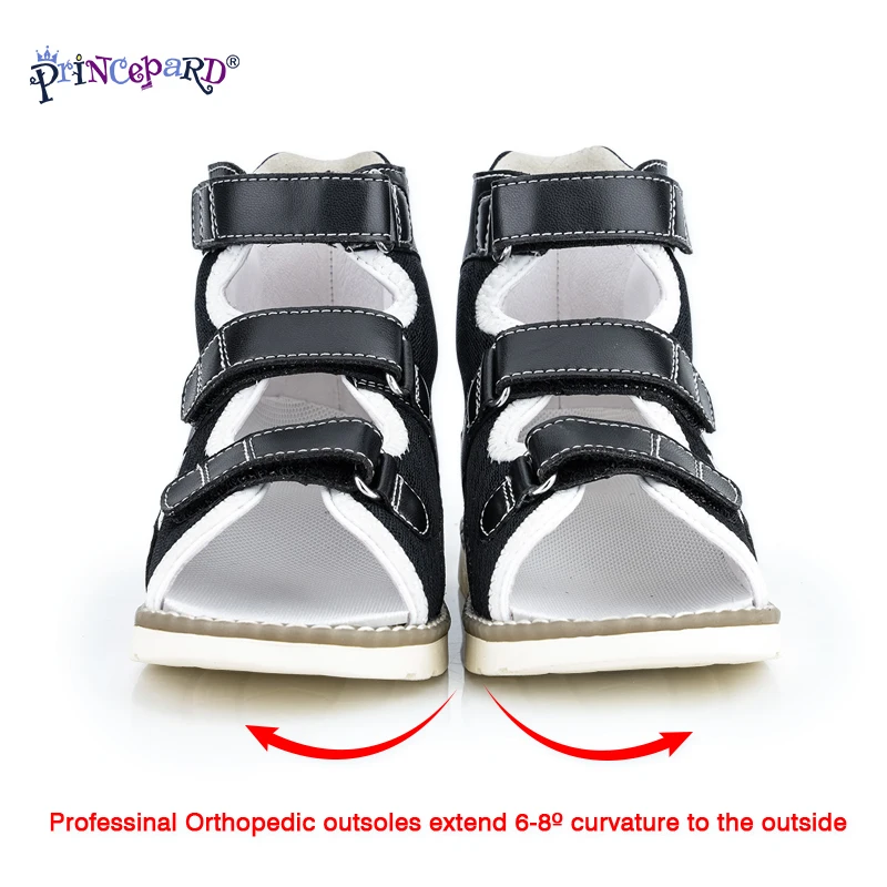 Orthopedic Shoes for Kids Summer Autumn Anti-Slip Genuine Leather Corrective Sandals with Ankle Support for Toddler Girls Boys