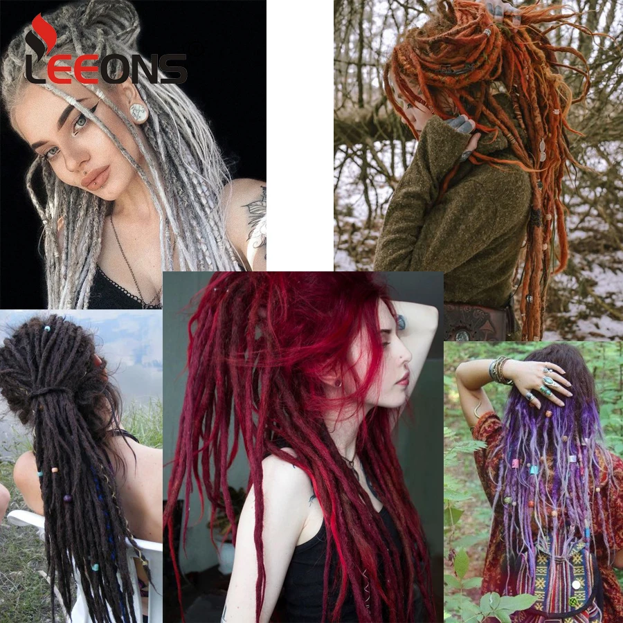 Tổng Hợp Dreadlock Phần Mở Rộng Vòng Tay Tóc Reggae Tóc 20Inch 10 Cái/lốc Phong Cách Oai Phần Mở Rộng Móc Dây Bện Cho Móng Gẩy Dày