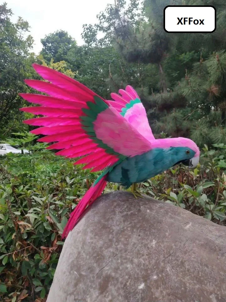 

big real life pink&green parrot model foam&feather simulation wings parrot bird gift about 40x60cm xf2297