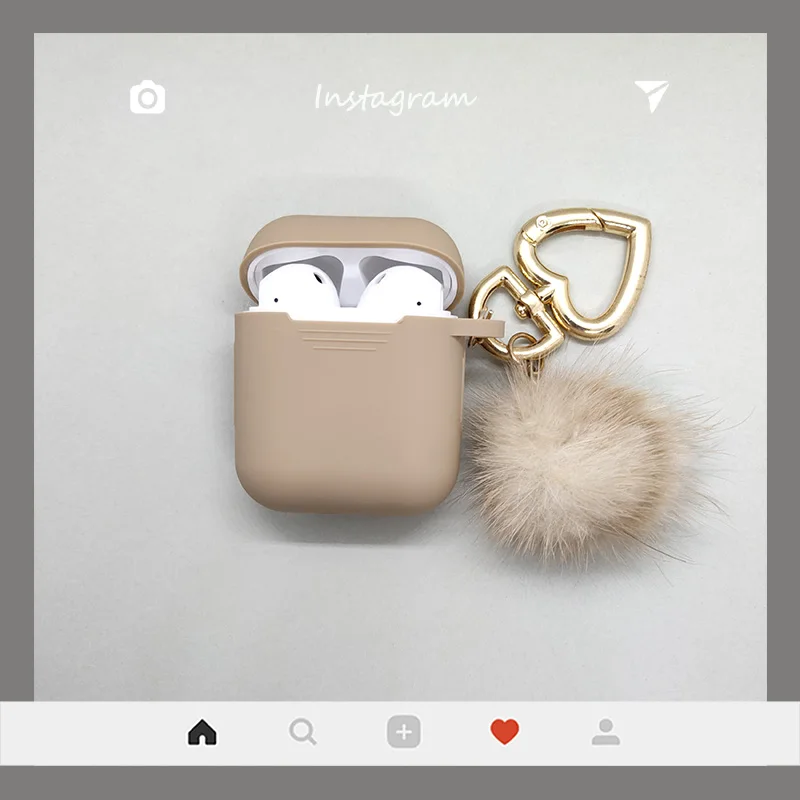 Lindo llavero de bola de pelo de visón para Apple AirPods 4 Pro 2 funda de silicona para auriculares inalámbricos para Airpods 2/3 funda para caja de auriculares