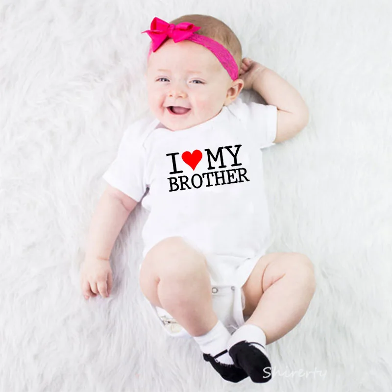 

Summer Newborn Baby Clothes Boy Girl Kids Cotton Bodysuit Funny Cute Kawaii Infant Short sleeve I Love My Brother Outfits