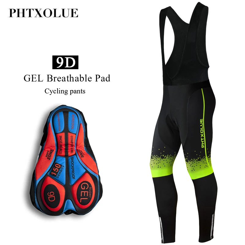 Phtxolue Cycling Bib Pants Trousers Autumn Breathable Mountain Bike Pants Bicycle Tights Coolmax Gel Pad Cycling Pants