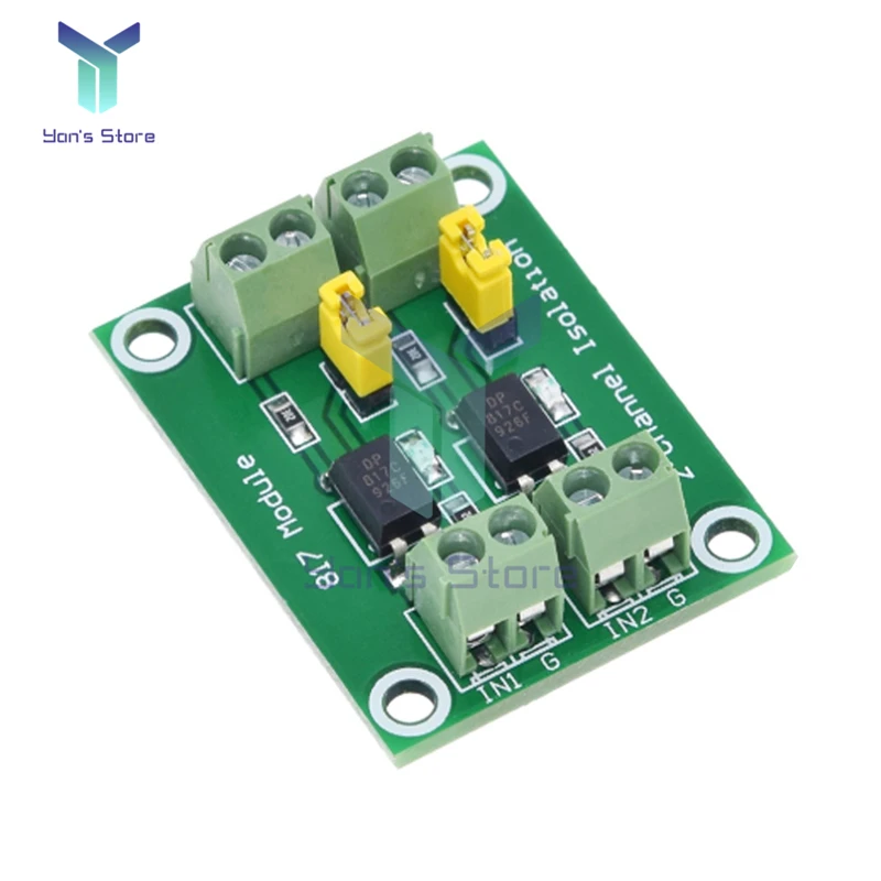 Diymore PC817 Módulo convertidor de interruptor de placa de aislamiento de optoacoplador de 2 canales DC 3,6 -30V módulo fotoeléctrico aislado