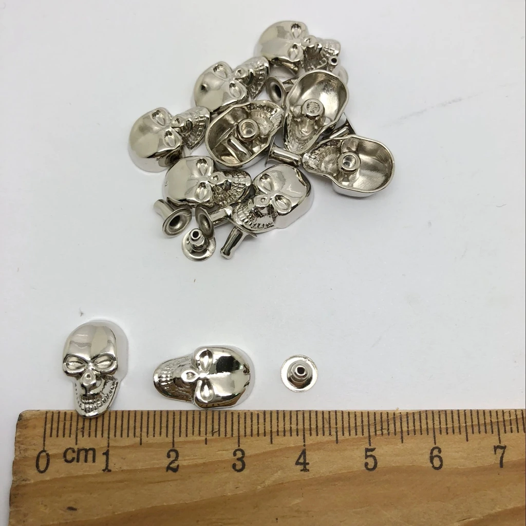 10pcs/Set Skull Rivets Studs Buttons Punk Rock for DIY Spikes Leather Bag Shoes Belts Bracelet Decoration Parts Accessories