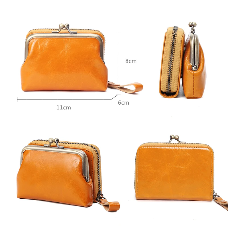 New Design Women Wallet Genuine Leather Vintage Card Holder Wallet Coin Purse Ladies Moneybag Cluth Short Wallet