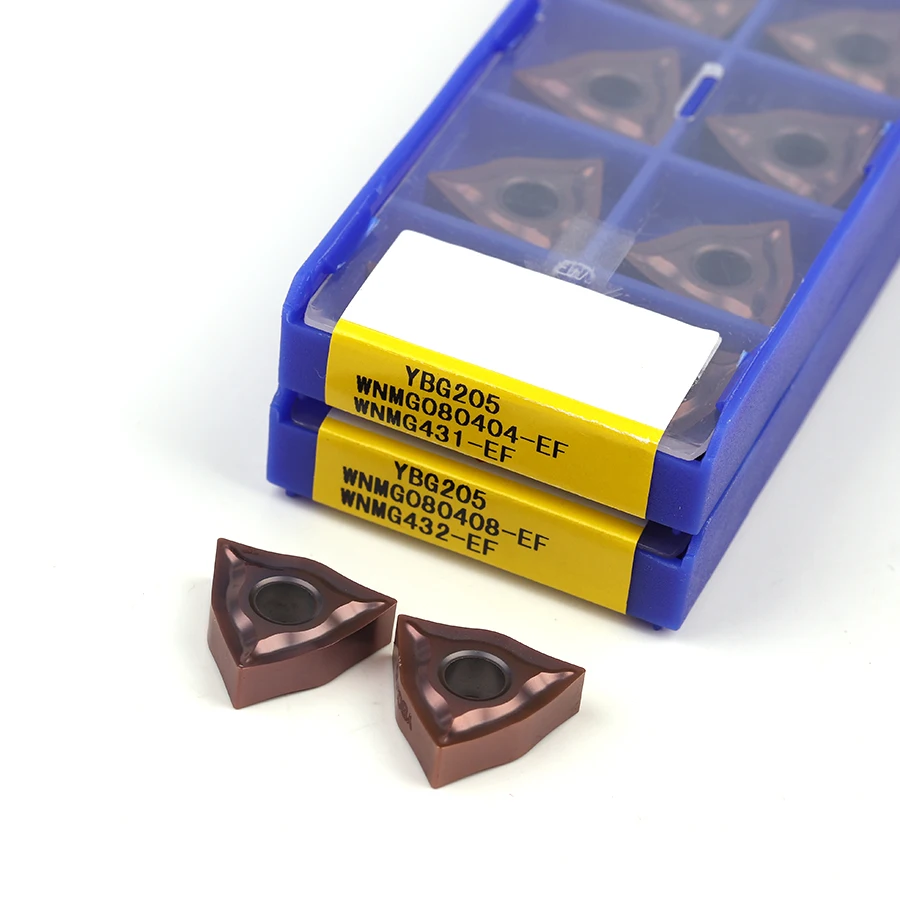 WNMG080404-EF WNMG080408 EF YBG205 Xi Măng Carbide Lưỡi Dao Tiện Bằng Máy CNC Bên Ngoài Biến Dụng Cụ Cắt Miếng Đeo Chống Cắt