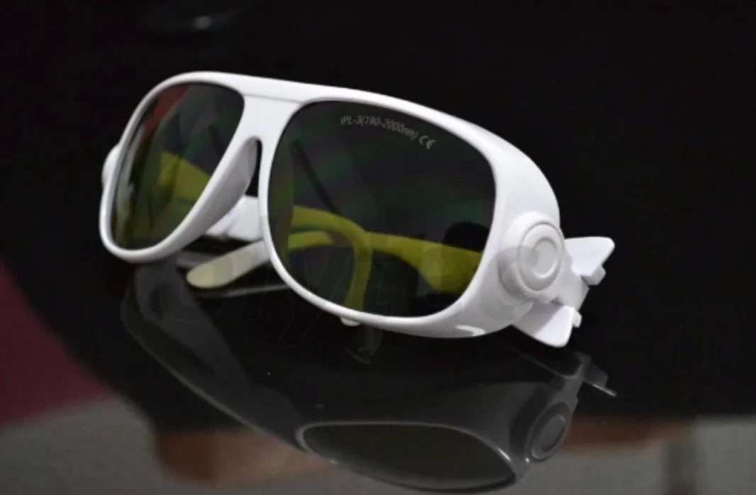 IPL Safety Glasses for 190-2000nm IPL Lasers with CE Certified White Frame Hard Bag and Cloth