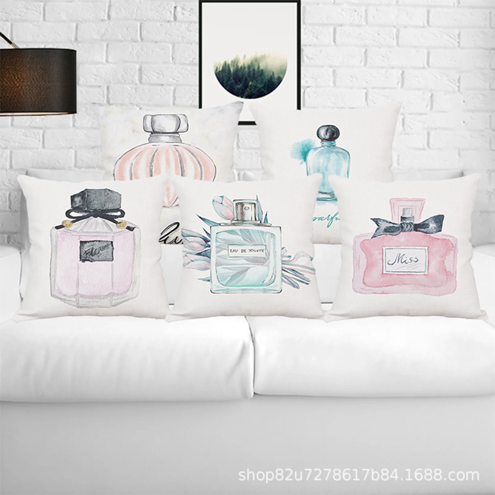 

Socialite Style Color Hand-Painted Perfume Bottle Home Linen Pillowcase 45x45 Home Decoration Living Room Sofa Plush Pillowcase