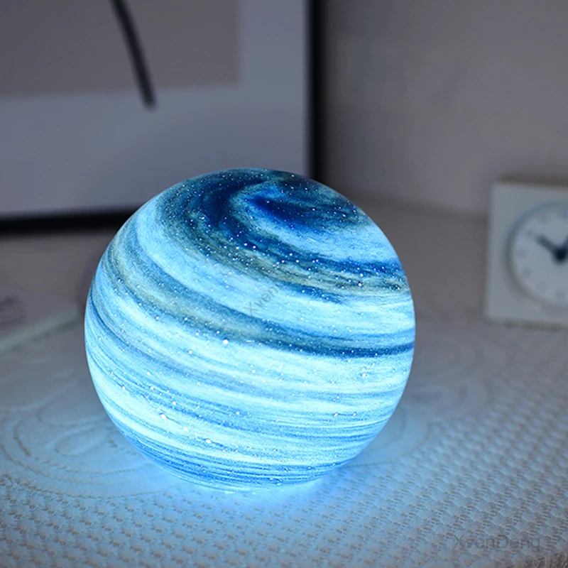 Led Planet Night Light Galaxy Moon Lamp Bubble Glass Night Lamp Bedroom Bedside Kids Birthday Gifts Cute Table Light Fixtures