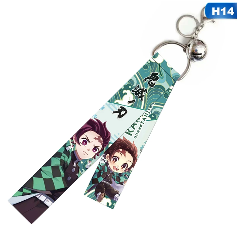 Anime Demon Slayer Keychain Kimetsu no Yaiba Kamado Tanjiro  Nezuko Shinobu Metal Ribbon Keychains Animation peripherals