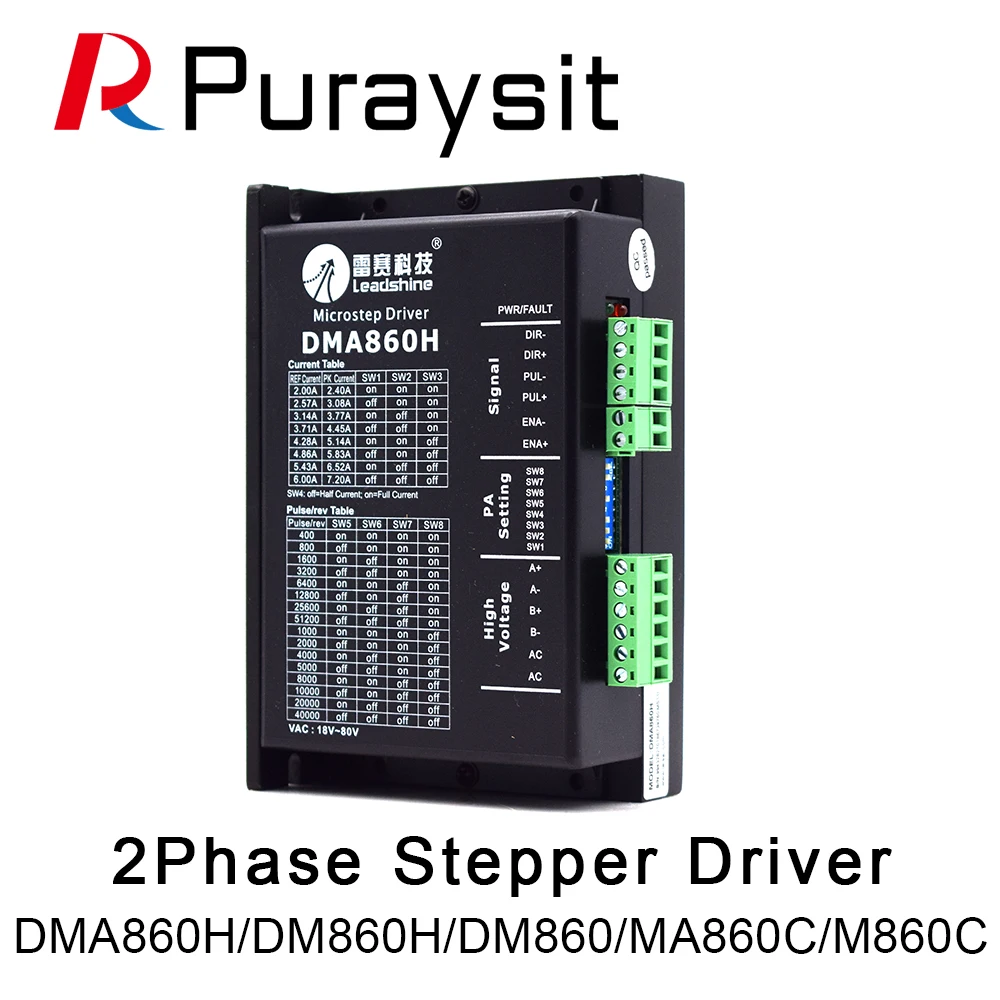 

Puraysit Leadshine драйвер 2-фазный DMA860H DM860H DM860 MA860C M860C 86 Драйвер шагового двигателя