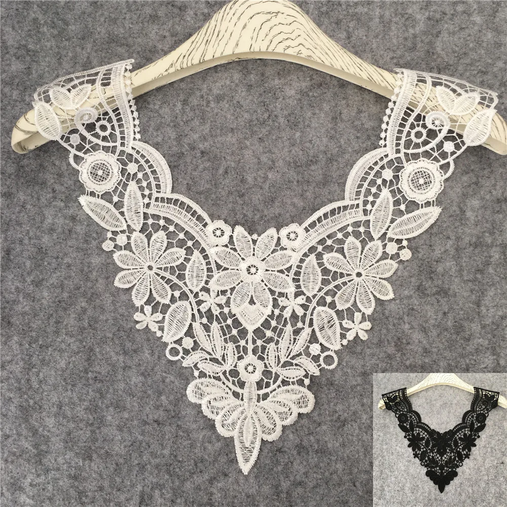 Embroidery Polyester Lace Fabric Applique DIY Hollow out Lace Collar for Sewing Evening party dress needlework Lace accessories