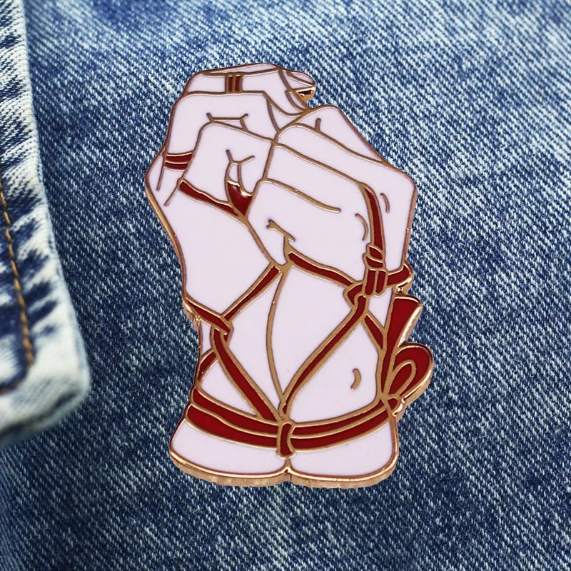 Interesting Wrap Your Hands Around The Red Ribbon Brooch Originality Lapel Badge Collect Denim Jacket Backpack Pin Decoration