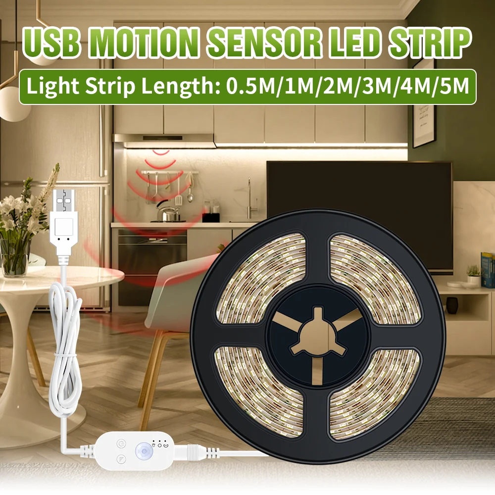 1M 2M 3M 4M 5M Wireless PIR Motion sensor Lamp Strip LED Night light Bed Cabinet Stairs light USB LED Strip lamp 5V TV Backlight