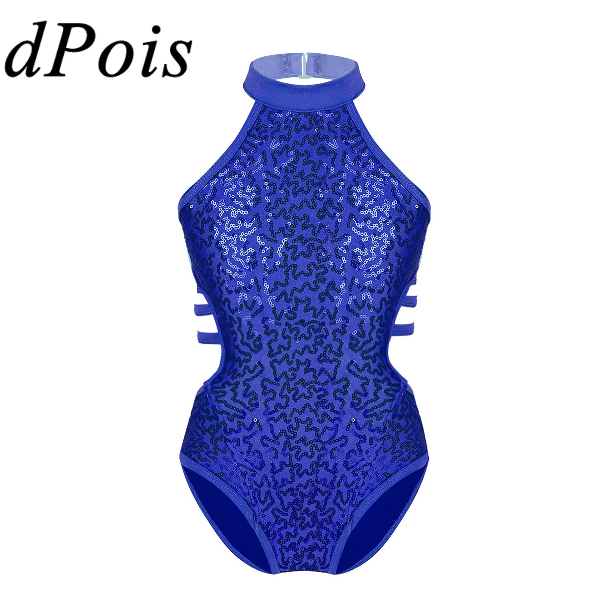 DPOIS-ropa de baile de bailarina para niñas, leotardo de gimnasia rítmica con purpurina brillante, recortes en la espalda sin mangas, traje de cuerpo