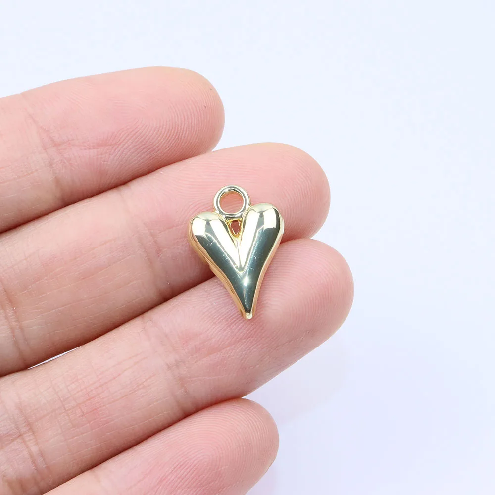 Eruifa 10pcs 15mm Popular 3D Heart Zinc Alloy Jewelry DIY Charms Pendant Women Girl Necklace, Earring Bracelet 2 Colors