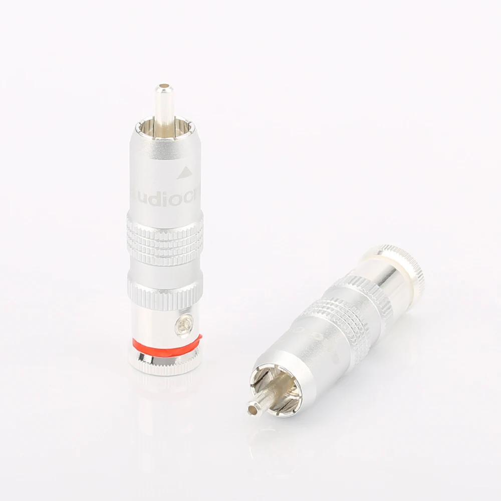 Audiocrast Pure Silver Plated RCA Audio Plug Solder RCA Connector For DIY Analogue RCA Cable HIFI