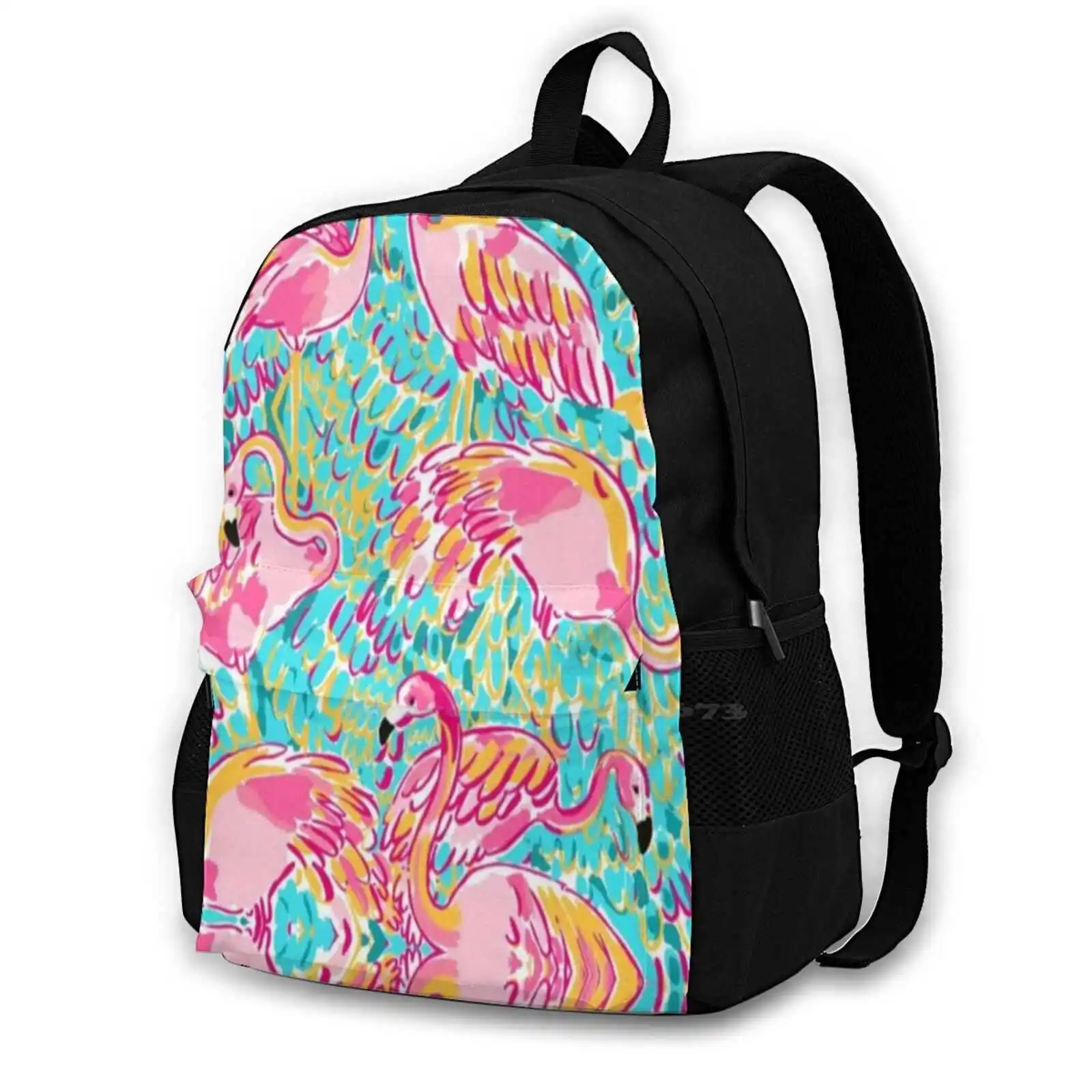 Flamingo Design 475D Print Design Backpack Student Bag Flamingo Preppy Trendy Popular Cute Colorful Summery Vibrant