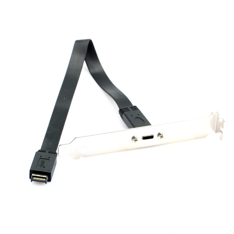 

50cm USB 3.1 Front Panel Header Type-E to USB-C Type C Female Connector Extension Wire Cable With Panel Mount Bracket Screws NEW