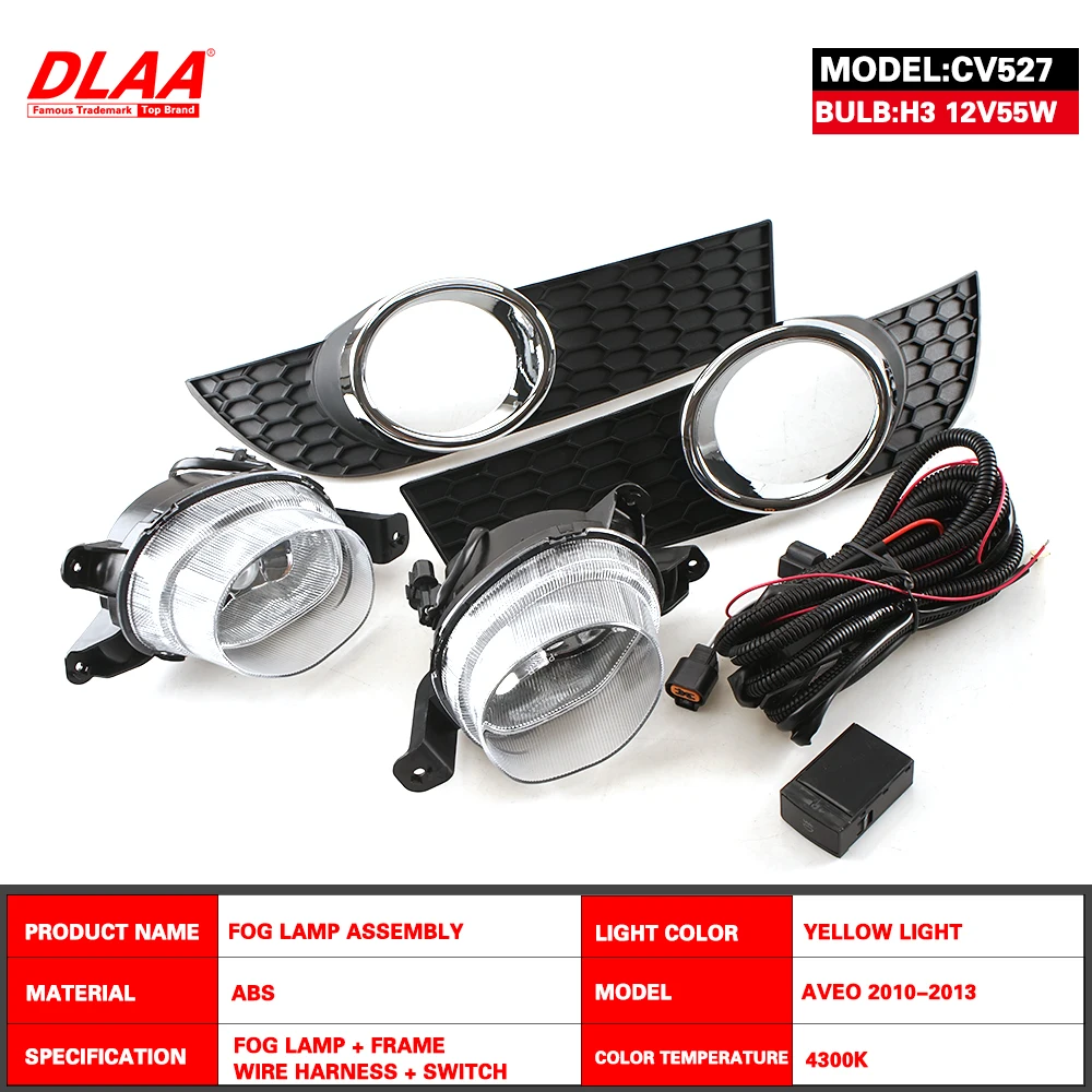 DLAA For AVEO 2010 2011 2012 2013 Front Fog Lights Car Styling Spot Light Fog Lamps With Switch - 1 Pair