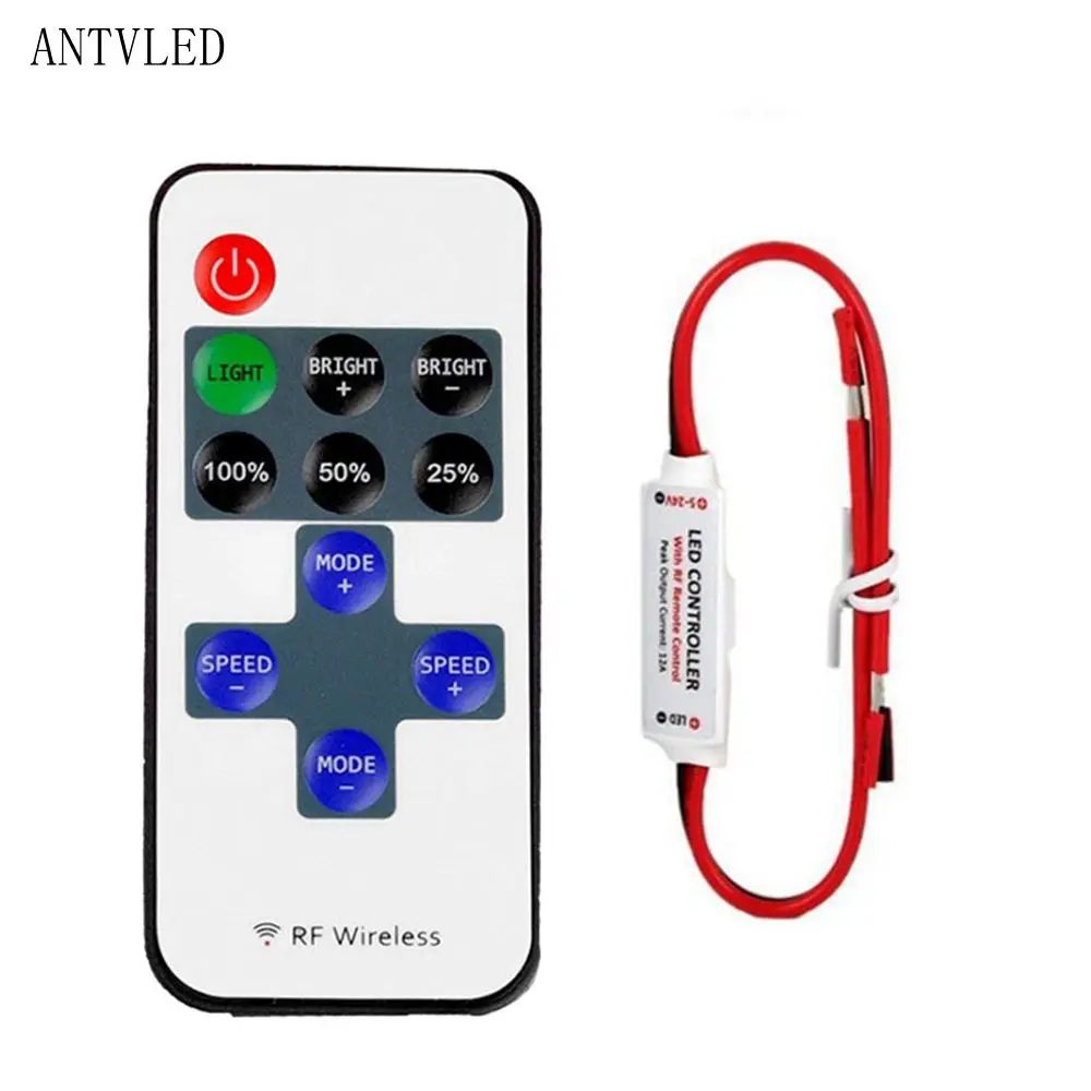 Imagem -02 - Mini Controlador Remoto sem Fio Led Dimmer Dimmable 11 Chaves rf Faixa de Luz Única Cor Smd5050 3528 5730 3014 Dc524v