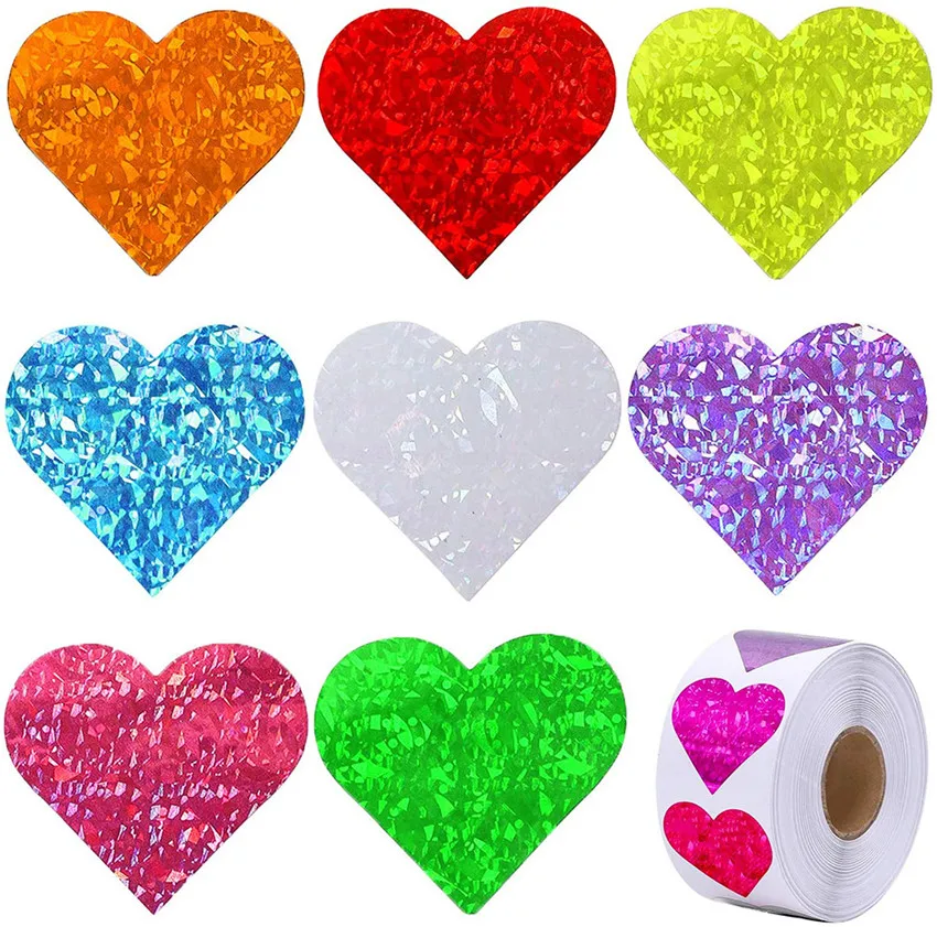 100-500pcs Colorful Love Heart Seal Stickers Valentines's Day Handmade Gift decor Birthday/wedding Party Favors Envelope Labels