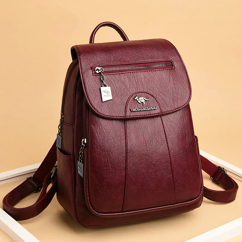 7 kolor kobiety miękkie skórzane plecaki Vintage kobiece torby na ramię Sac a Dos Casual Travel Ladies Bagpack Mochilas torby szkolne