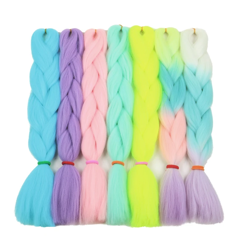 Ombre Glowing Luminous Luxury Synthetic Jumbo Braids Florescent Shining Hair In The Darkness  24inch 100G