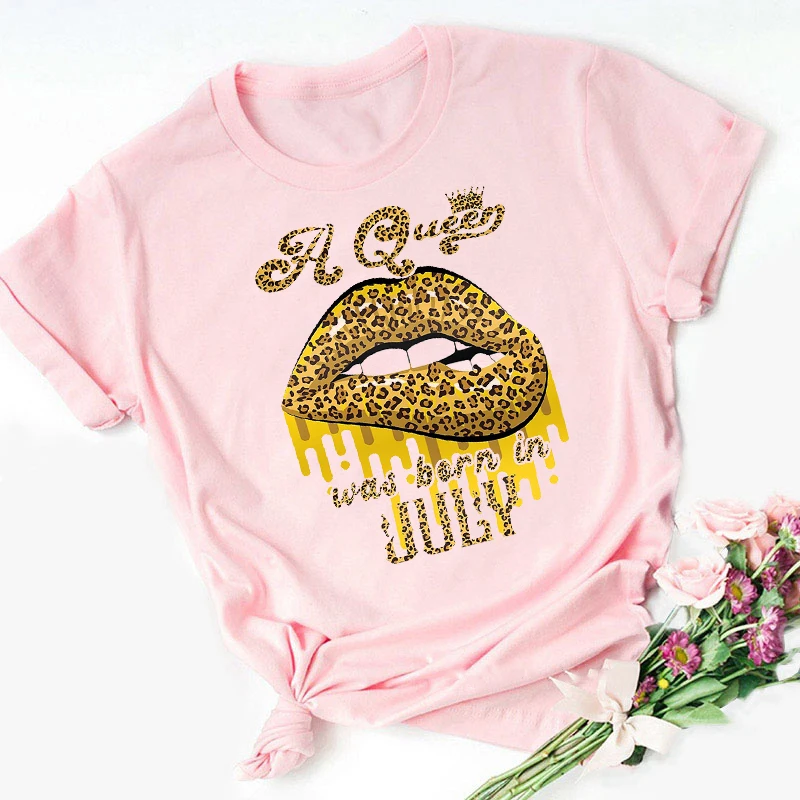 A Queen Crown Temptation Lips 12th Month Birthday Gift Graphic Print T Shirts T-Shirt Tops Tee Female Streetwear 2021 Hot Sale