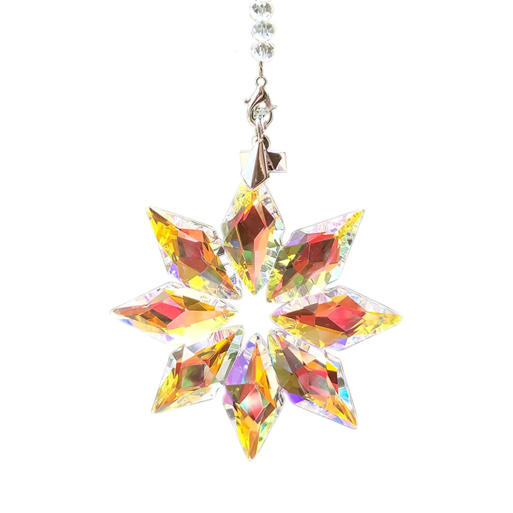 80MM Snowflake Suncatcher Chandelier Crystals Prisms Glass Crystal Pendants DIY Handcrafts Hanging Ornament Car Decor Gifts