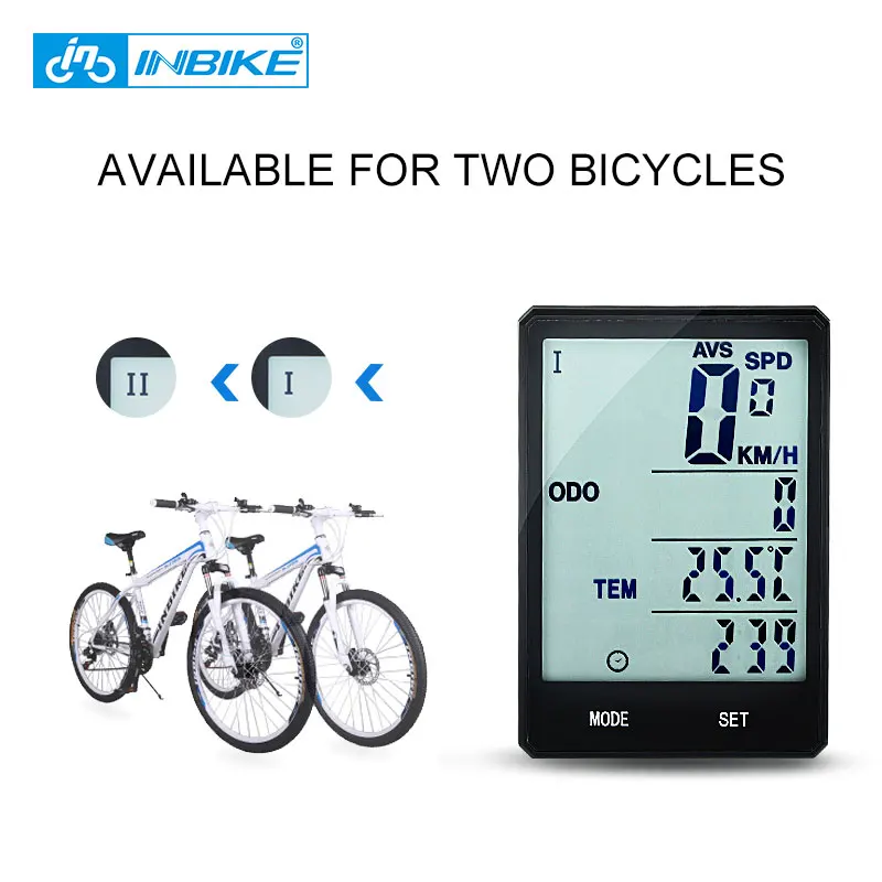 INBIKE 2.8 inch Bike Wireless Computer Rainproof Multifunction Riding Bicycle Odometer Cycling Speedometer Stopwatch Backlight