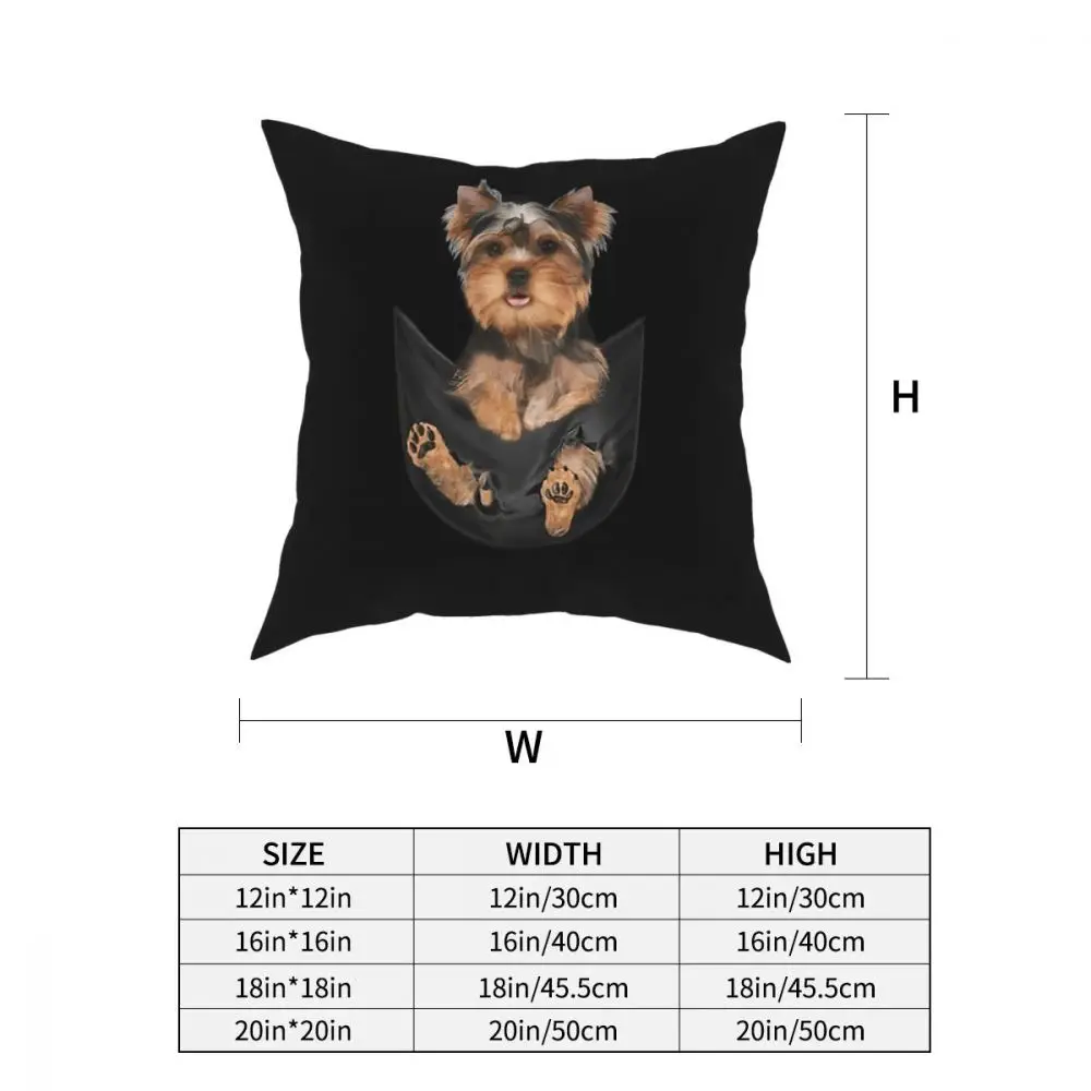 Yorkshire Terrier In Pocket Throw Pillow Cover Polyester Throw Pillow Yorkie Dog Lover Funny Pillowcover Home Decor