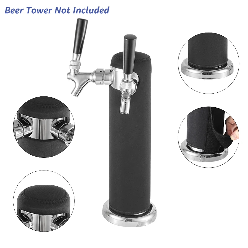 Insulating Beer Tower Cover, Thick Neoprene Tower Cooler Sleeve for 3\'\' Kegerator Column, End the Foam and Ensure Ice-Cold Pours